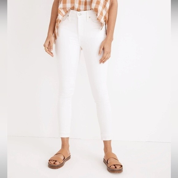 Madewell NWT 9" Mid-Rise Skinny Crop Jeans in Pure White Size 27 - Picture 1 of 11